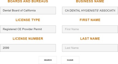 Searching for a CE Provider Example: